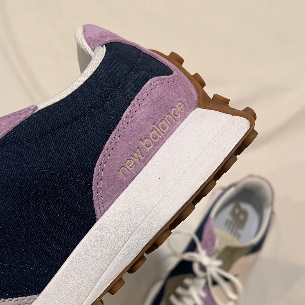 New Balance 327 colorblock Indigo + Raw Amethyst Retro Sneakers Womens 9.5 new - Picture 12 of 12